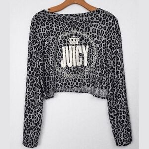 Juicy Couture Gray Leopard Print Cropped Top Juniors XL